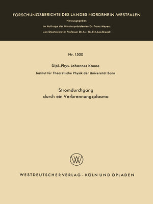 cover image of Stromdurchgang durch ein Verbrennungsplasma